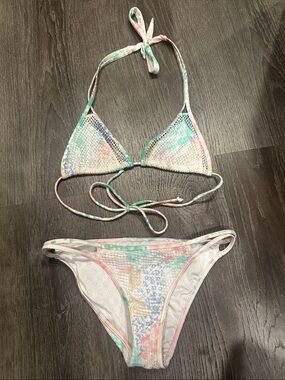 Victoria Secret Pastel Tie-Dye Triangle Bikini Set Size XS